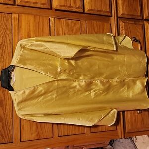 Victoria's Secret Light Yellow Oversized Satin Button Up Long Sleeve Sleep Shirt